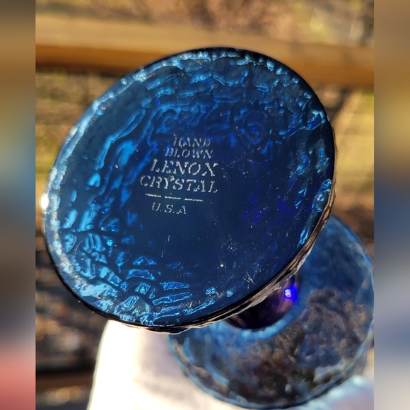 LENOX Impromptu Dark Blue Water Goblets Hand Blown Crystal Stemware Set of 3 USA - Picture 4 of 16
